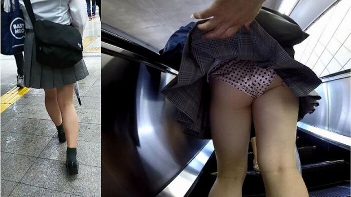 【Skirt turn-over erotic image】 Www that mischided to poke the surprise of the waiting woman and roll up the skirt 35th image