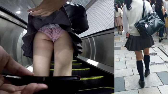【Skirt turn-over erotic image】 Www that mischided to poke the surprise of the waiting woman and roll up the skirt 36th image